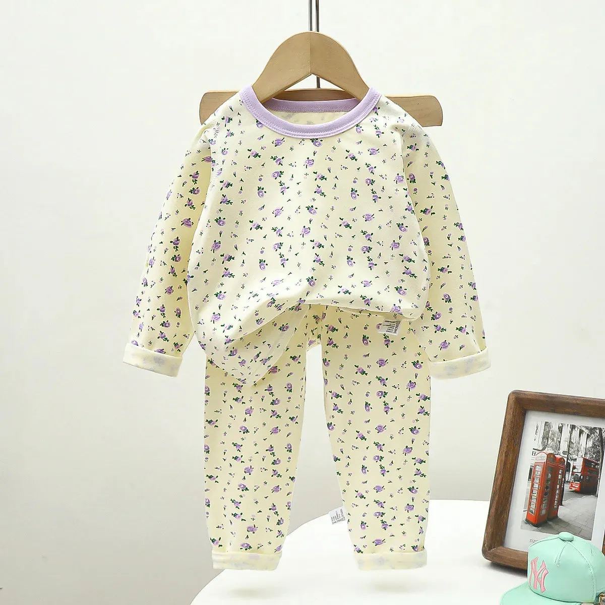 2-Piece Set Soft Cotton Pajamas Children Boys Girls Baby Spring Autumn Cartoon Long Sleeve Home Sleepwear Set 2-10Y