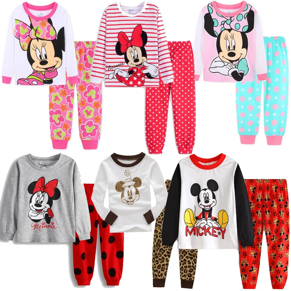 2022 Kids Pajamas Set Children Sleepwear Cartoon Mickey Minnie Mouse Pyjamas Pijamas Baby Boys Girl Cotton Nightwear Clothes Set