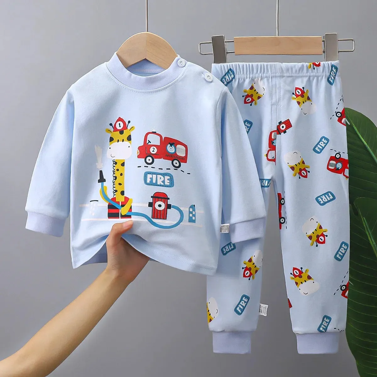 2023 New Kids Boys Girls Pajama Sets Cartoon Print Long Sleeve Cute T-Shirt Tops with Pants Toddler Baby Autumn Sleeping Clothes