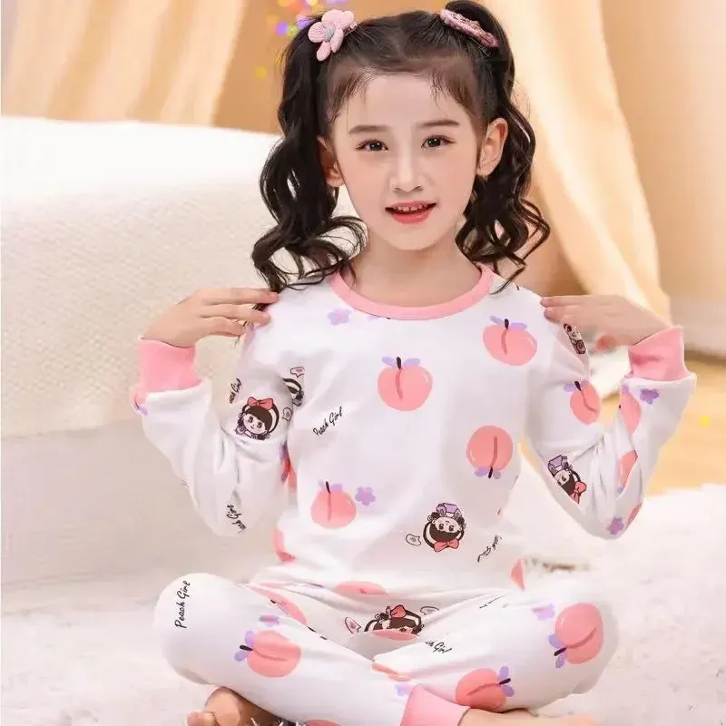 2024 Children's Pajamas Set Cartoon Cattle Kids Sleepwear Baby Boys Clothes Sleep Suit Cotton Pyjamas Infant Nightwear For Girls