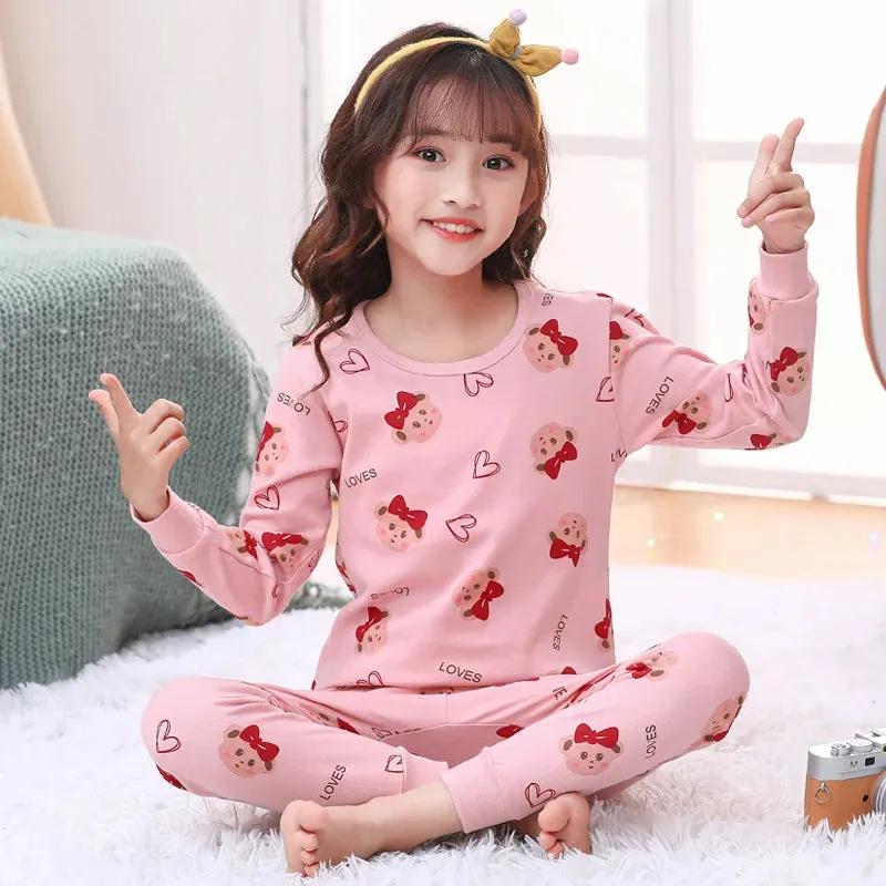 2024 Children's Pajamas Set Cartoon Cattle Kids Sleepwear Baby Boys Clothes Sleep Suit Cotton Pyjamas Infant Nightwear For Girls