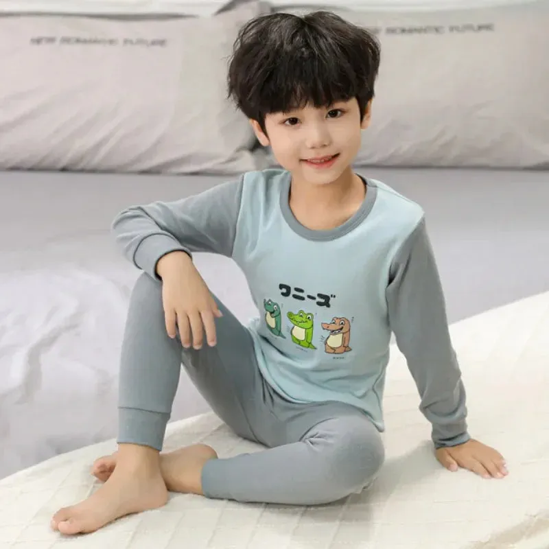 2024 Children's Pajamas Set Cartoon Cattle Kids Sleepwear Baby Boys Clothes Sleep Suit Cotton Pyjamas Infant Nightwear For Girls