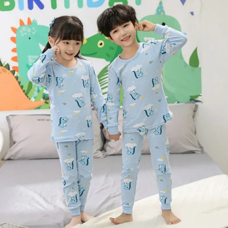 2024 Children's Pajamas Set Cartoon Cattle Kids Sleepwear Baby Boys Clothes Sleep Suit Cotton Pyjamas Infant Nightwear For Girls