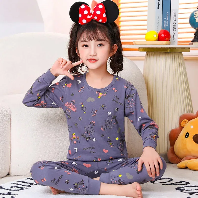 2024 Children's Pajamas Set Cartoon Cattle Kids Sleepwear Baby Boys Clothes Sleep Suit Cotton Pyjamas Infant Nightwear For Girls