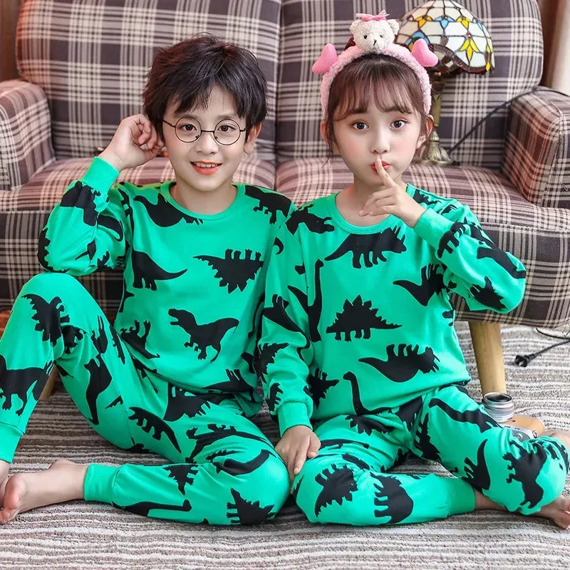 2024 Children's Pajamas Set Cartoon Cattle Kids Sleepwear Baby Boys Clothes Sleep Suit Cotton Pyjamas Infant Nightwear For Girls