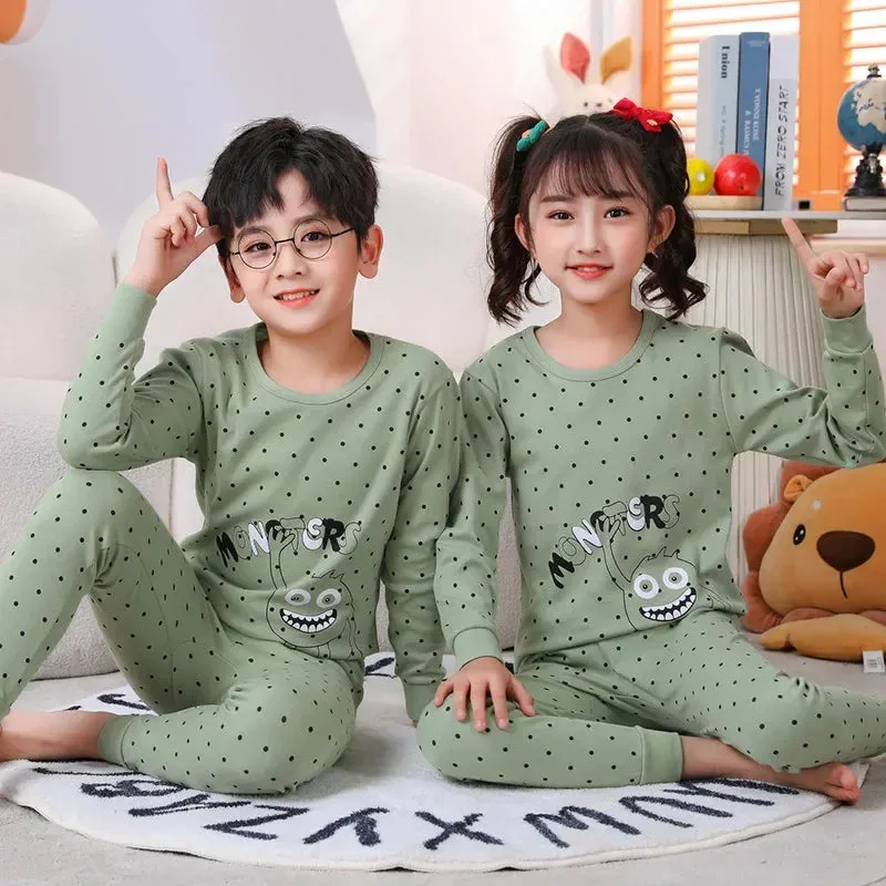 2024 Children's Pajamas Set Cartoon Cattle Kids Sleepwear Baby Boys Clothes Sleep Suit Cotton Pyjamas Infant Nightwear For Girls