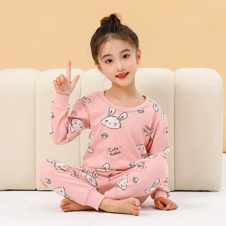 2024 Children's Pajamas Set Cartoon Cattle Kids Sleepwear Baby Boys Clothes Sleep Suit Cotton Pyjamas Infant Nightwear For Girls