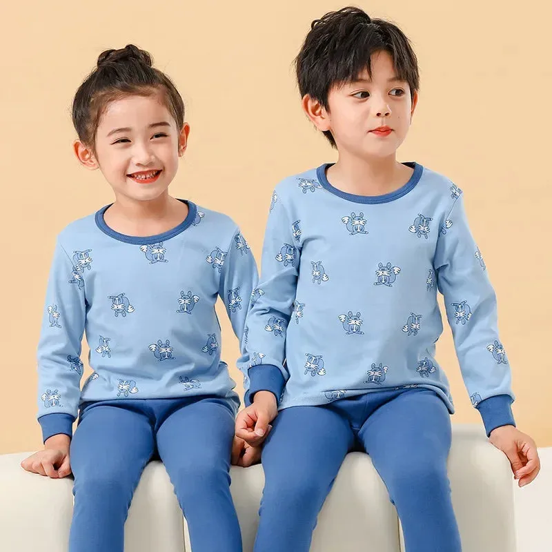 2024 Children's Pajamas Set Cartoon Cattle Kids Sleepwear Baby Boys Clothes Sleep Suit Cotton Pyjamas Infant Nightwear For Girls