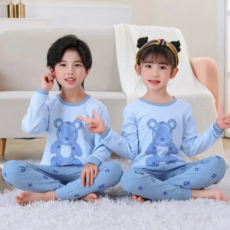 2024 Children's Pajamas Set Cartoon Cattle Kids Sleepwear Baby Boys Clothes Sleep Suit Cotton Pyjamas Infant Nightwear For Girls