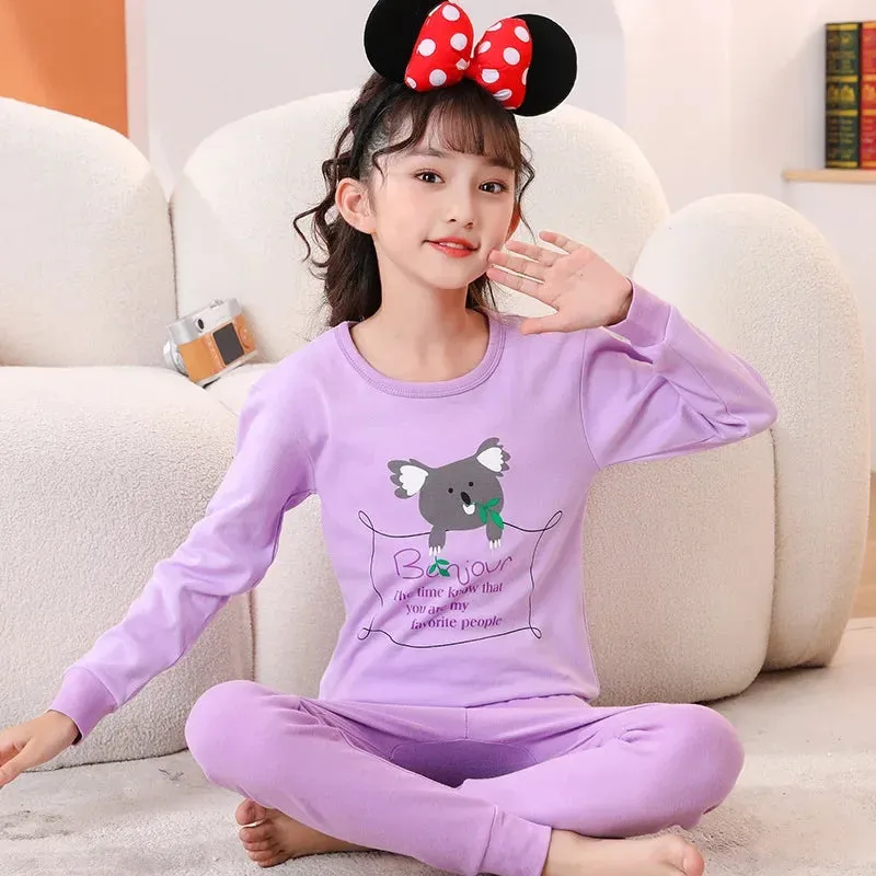 2024 Children's Pajamas Set Cartoon Cattle Kids Sleepwear Baby Boys Clothes Sleep Suit Cotton Pyjamas Infant Nightwear For Girls