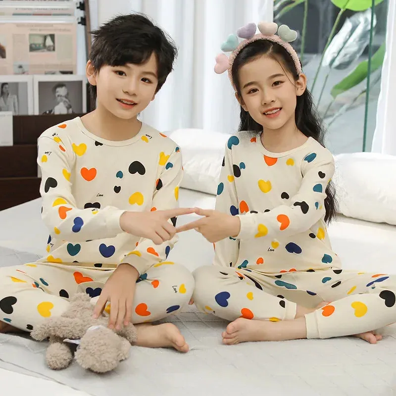 2024 Children's Pajamas Set Cartoon Cattle Kids Sleepwear Baby Boys Clothes Sleep Suit Cotton Pyjamas Infant Nightwear For Girls