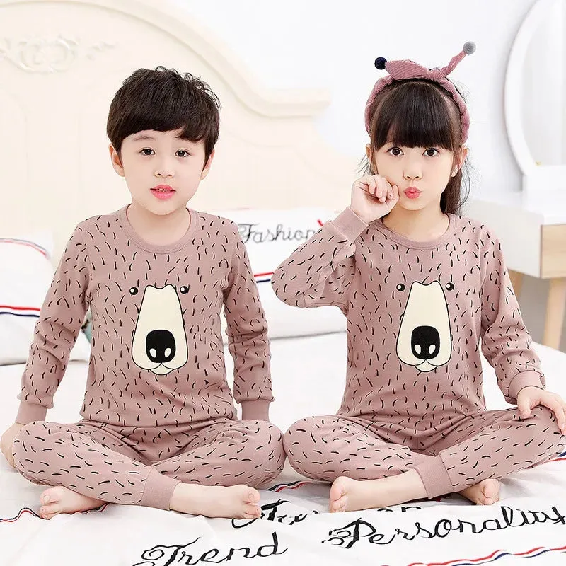 2024 Children's Pajamas Set Cartoon Cattle Kids Sleepwear Baby Boys Clothes Sleep Suit Cotton Pyjamas Infant Nightwear For Girls