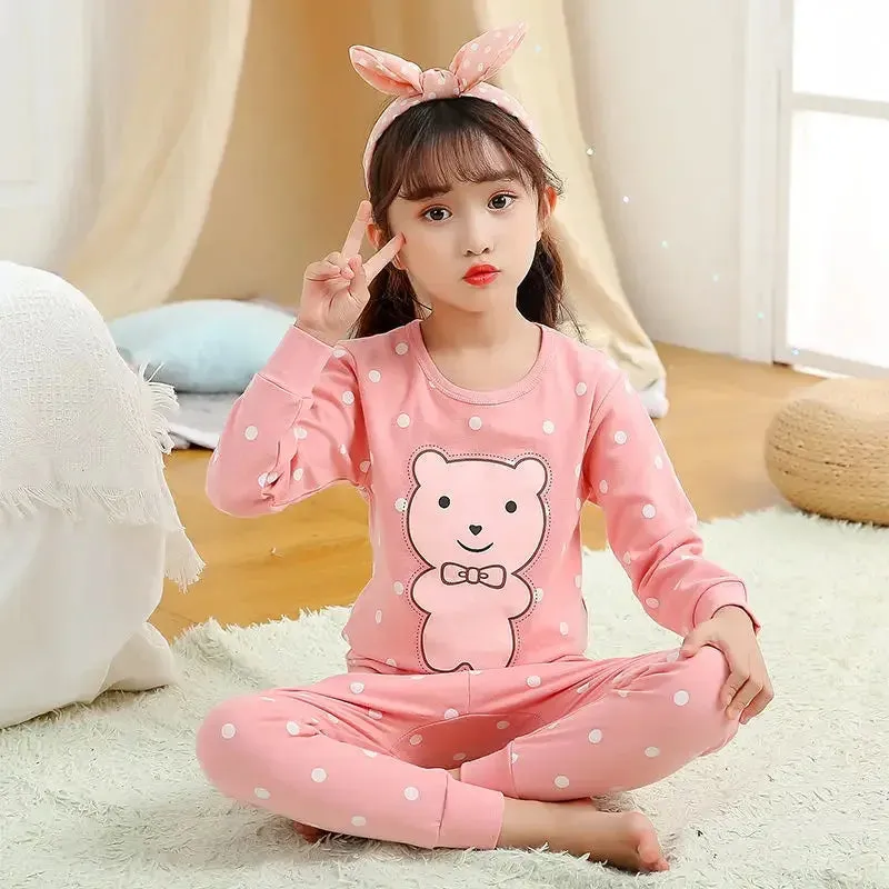 2024 Children's Pajamas Set Cartoon Cattle Kids Sleepwear Baby Boys Clothes Sleep Suit Cotton Pyjamas Infant Nightwear For Girls