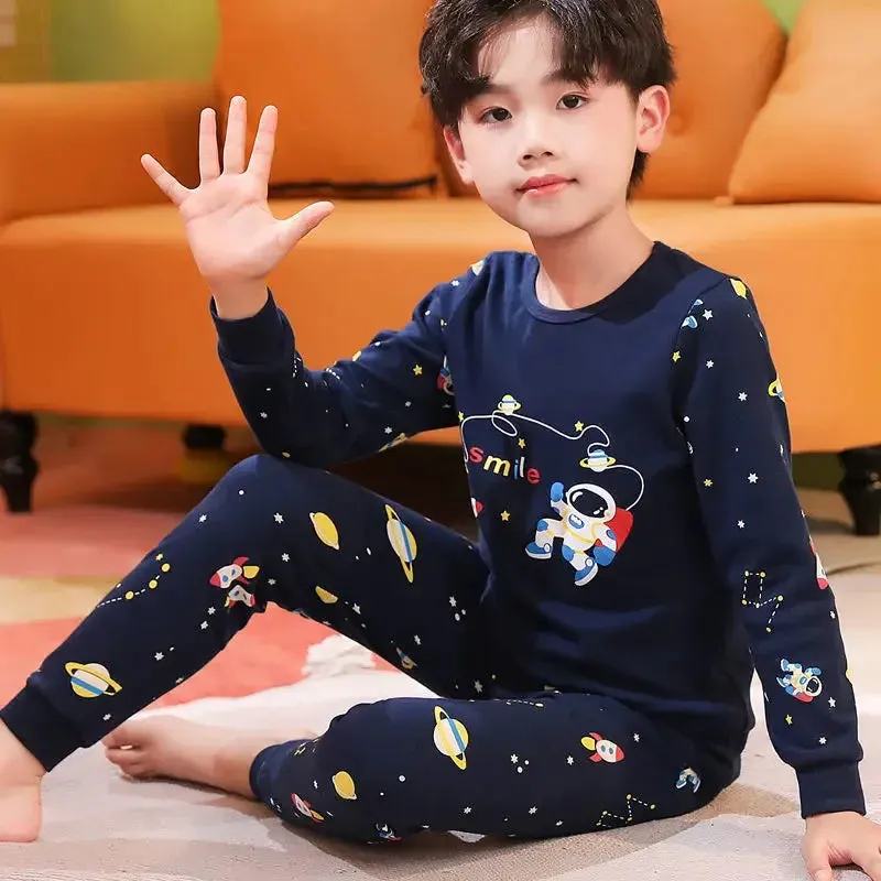 2024 Children's Pajamas Set Cartoon Cattle Kids Sleepwear Baby Boys Clothes Sleep Suit Cotton Pyjamas Infant Nightwear For Girls