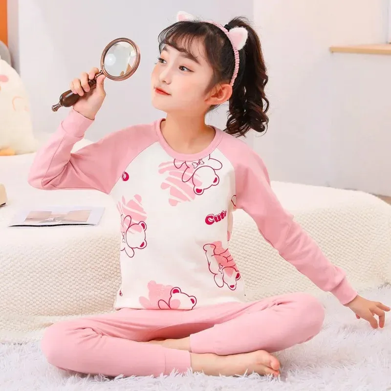 2024 Children's Pajamas Set Cartoon Cattle Kids Sleepwear Baby Boys Clothes Sleep Suit Cotton Pyjamas Infant Nightwear For Girls