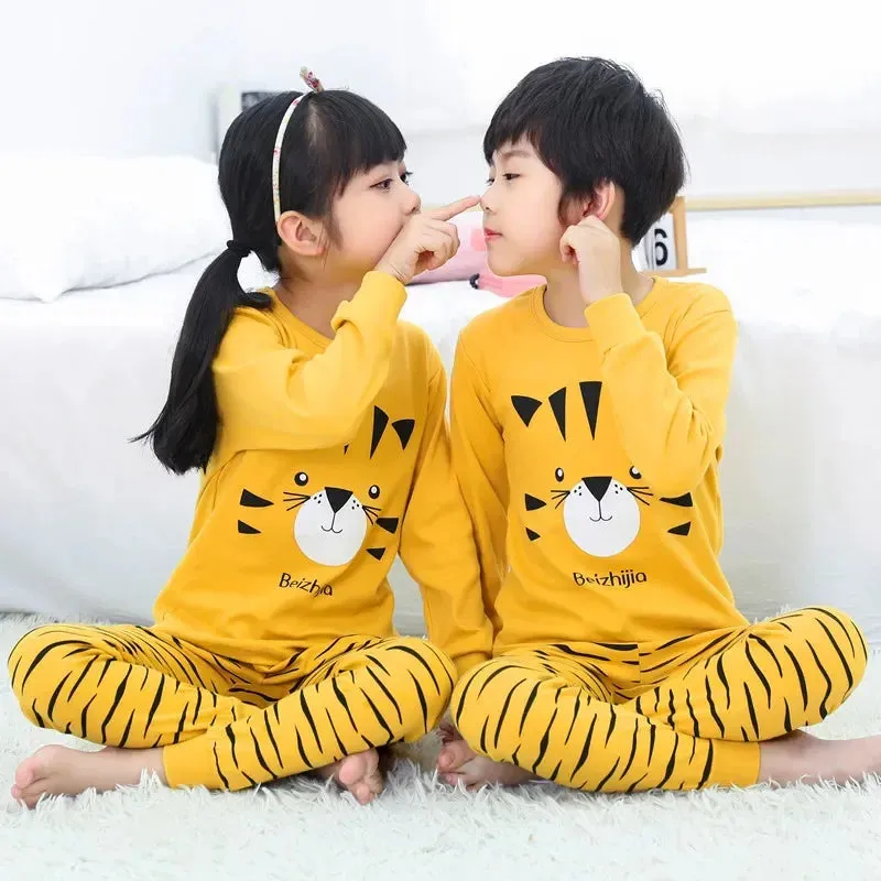 2024 Children's Pajamas Set Cartoon Cattle Kids Sleepwear Baby Boys Clothes Sleep Suit Cotton Pyjamas Infant Nightwear For Girls