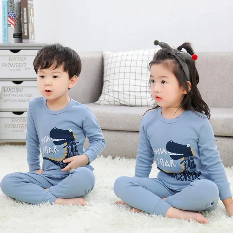 2024 Children's Pajamas Set Cartoon Cattle Kids Sleepwear Baby Boys Clothes Sleep Suit Cotton Pyjamas Infant Nightwear For Girls