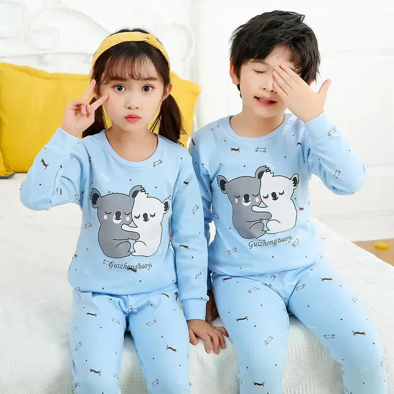 2024 Children's Pajamas Set Cartoon Cattle Kids Sleepwear Baby Boys Clothes Sleep Suit Cotton Pyjamas Infant Nightwear For Girls