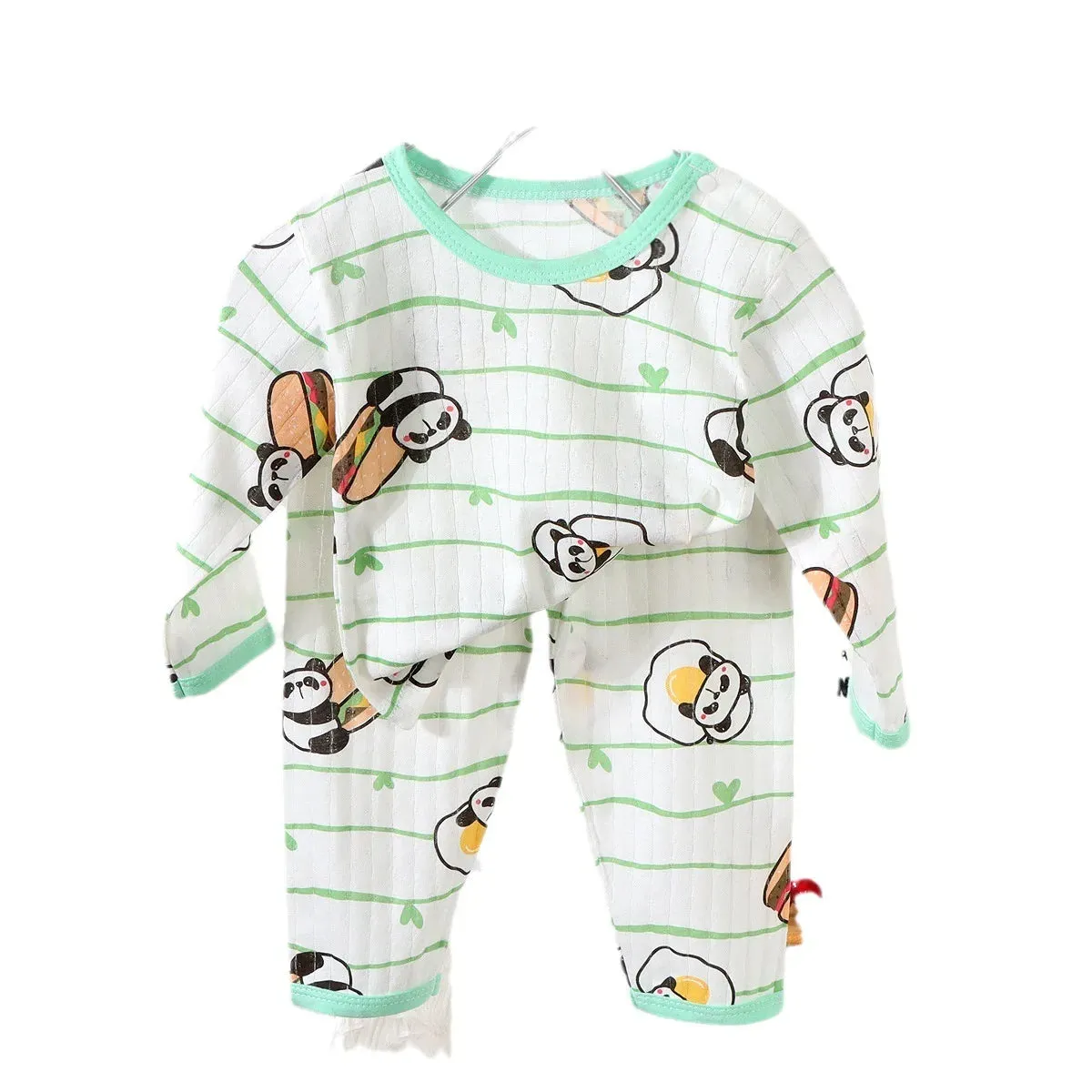 2024 New Baby Cotton Home Clothes Children's Class Suit Boys Girls Nine-quarter Sleeve Pajamas Kids Long T-shirt   Pants