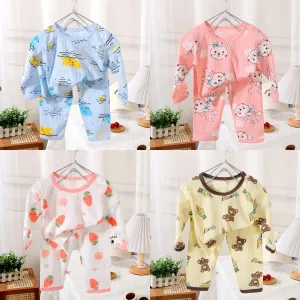 2024 New Baby Cotton Home Clothes Children's Class Suit Boys Girls Nine-quarter Sleeve Pajamas Kids Long T-shirt   Pants