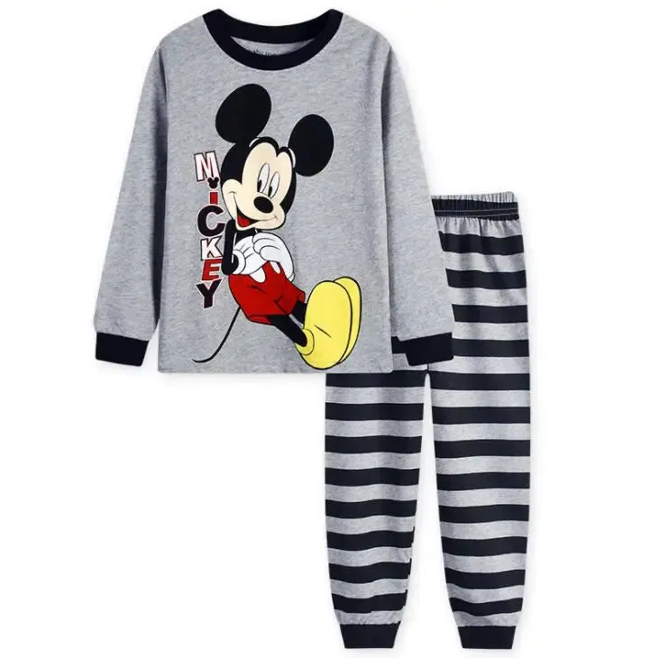 2024 New Boys Long Sleeve Pyjamas Kids Mickey Pajamas Baby Cotton Pijama Children Sleepwear Girls Clothing Sets Baby Wears