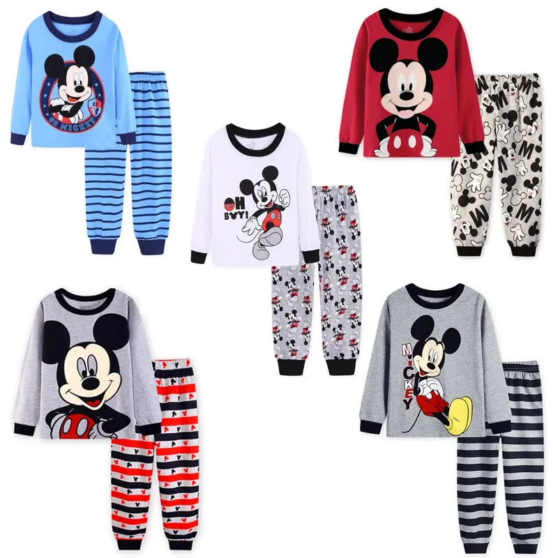 2024 New Boys Long Sleeve Pyjamas Kids Mickey Pajamas Baby Cotton Pijama Children Sleepwear Girls Clothing Sets Baby Wears