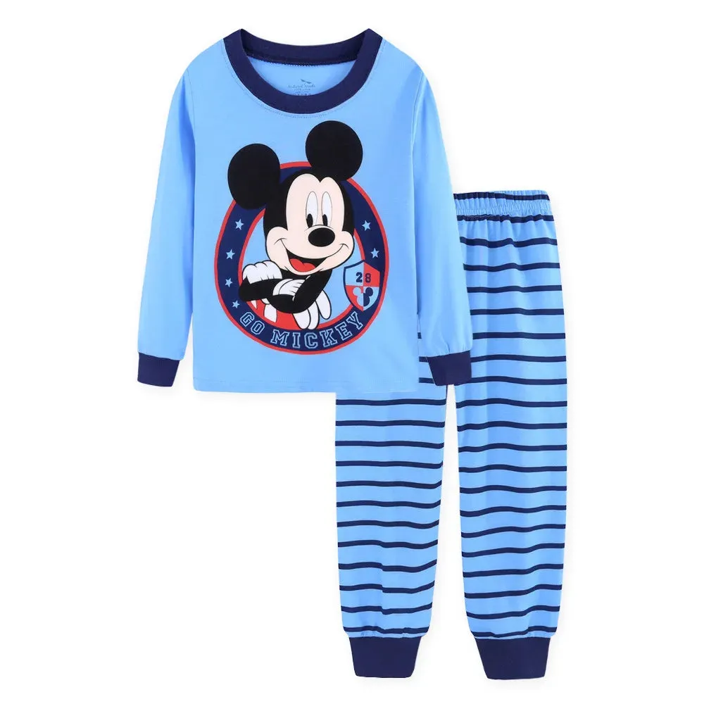 2024 New Boys Long Sleeve Pyjamas Kids Mickey Pajamas Baby Cotton Pijama Children Sleepwear Girls Clothing Sets Baby Wears