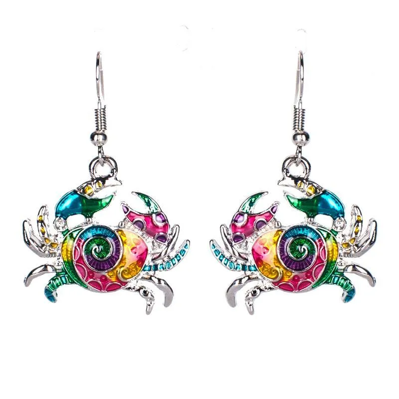 Artsy Crab Enamel Earrings