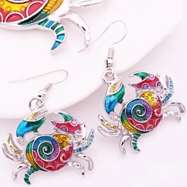 Artsy Crab Enamel Earrings