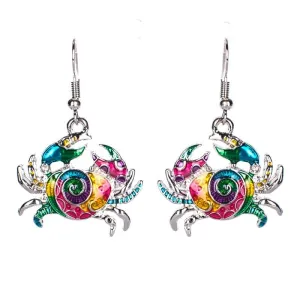 Artsy Crab Enamel Earrings