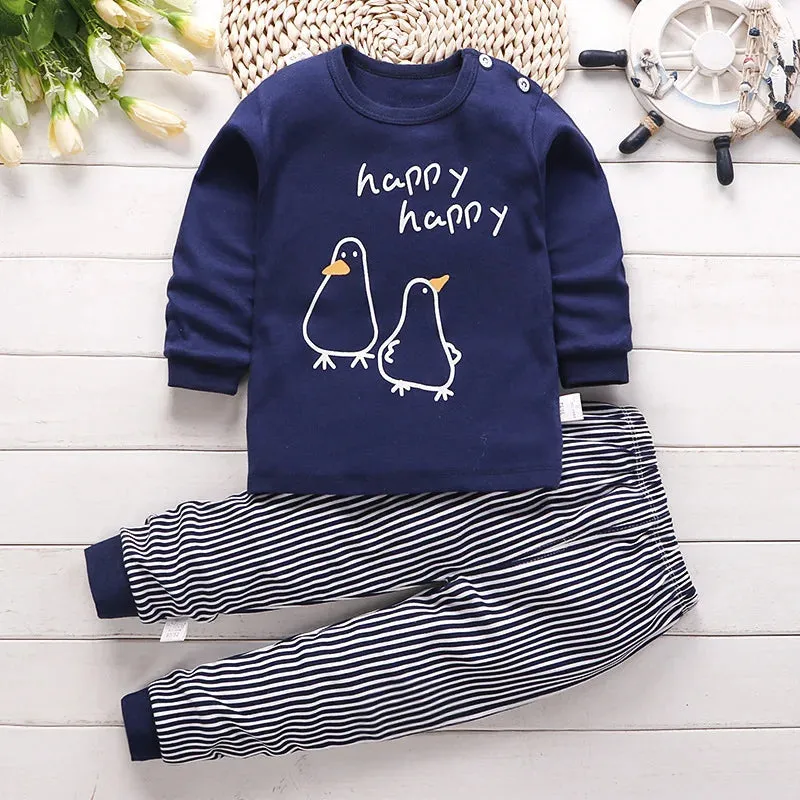 Autumn Sleepwear Pajamas For Girls Boys Long Sleeve Tops Pants Suits Fashion Home Clothing Baby Kid Sleep Costume