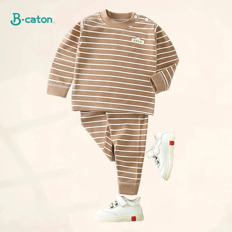 Autumn Winter Striped Pajamas for Kids Boy Girl Long Sleeve Cotton Children Sleepwear Thermal Child Underwear Long Johns Set