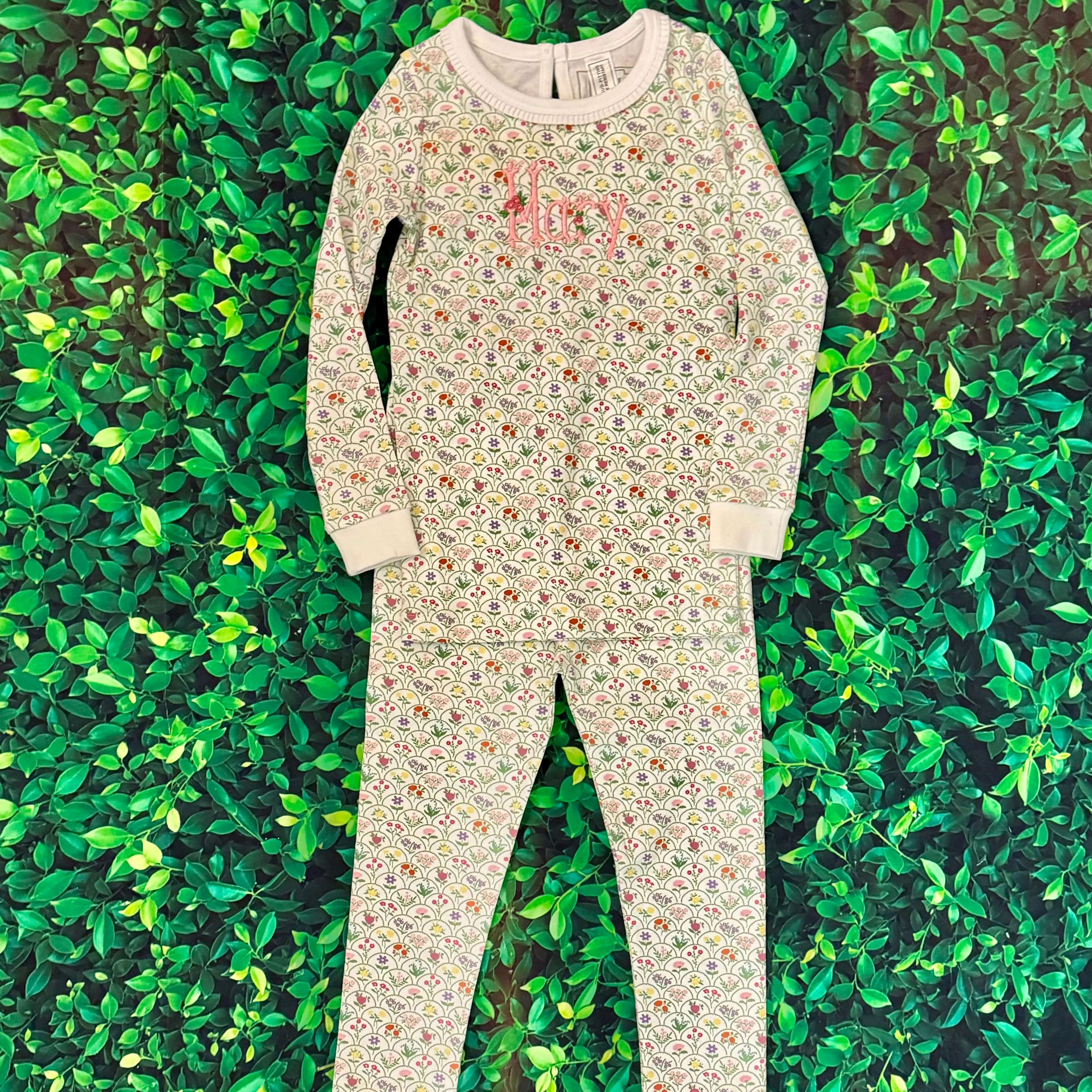 Ava Girls' Garden Floral Two Piece Pima Cotton Pajamas