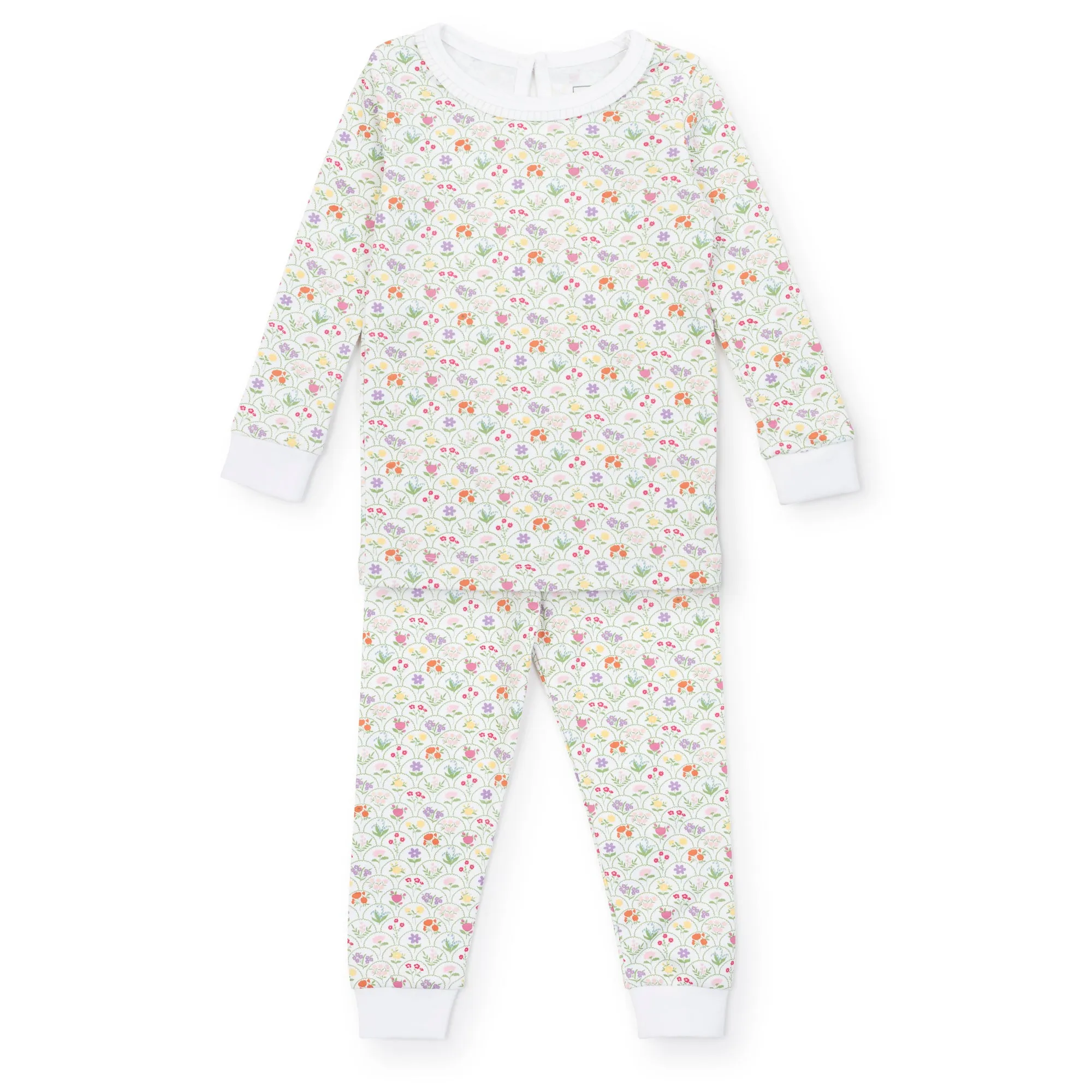 Ava Girls' Garden Floral Two Piece Pima Cotton Pajamas