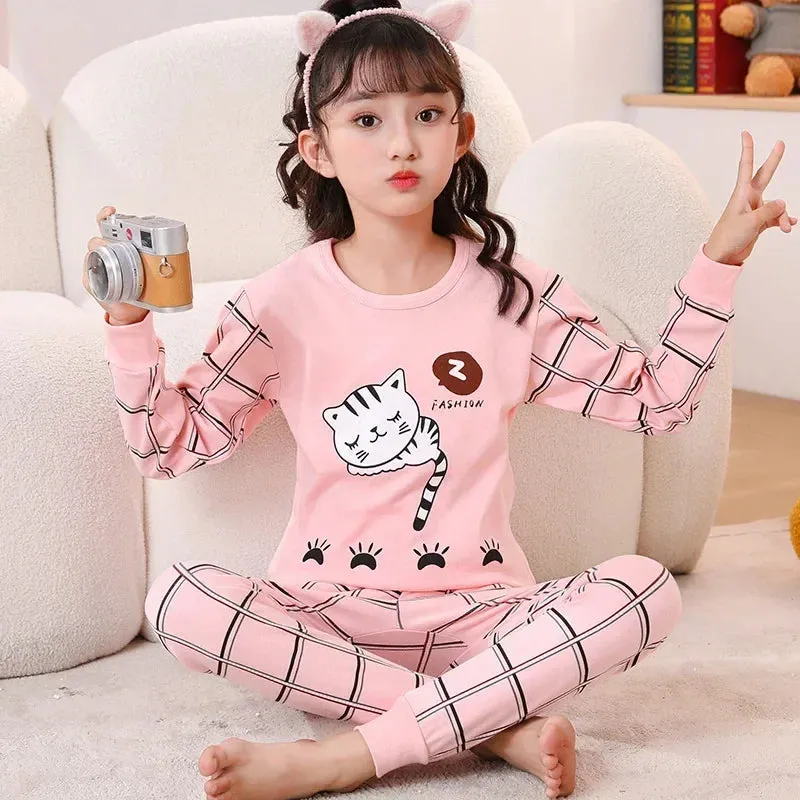 Baby Boys Girls Pajamas Autumn Animal Dinosaur Children's Clothing Sleepwear Cotton Pyjamas Sets For Kids 2 4 6 7 8 10 12 Years