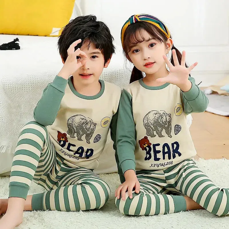 Baby Boys Girls Pajamas Autumn Animal Dinosaur Children's Clothing Sleepwear Cotton Pyjamas Sets For Kids 2 4 6 7 8 10 12 Years