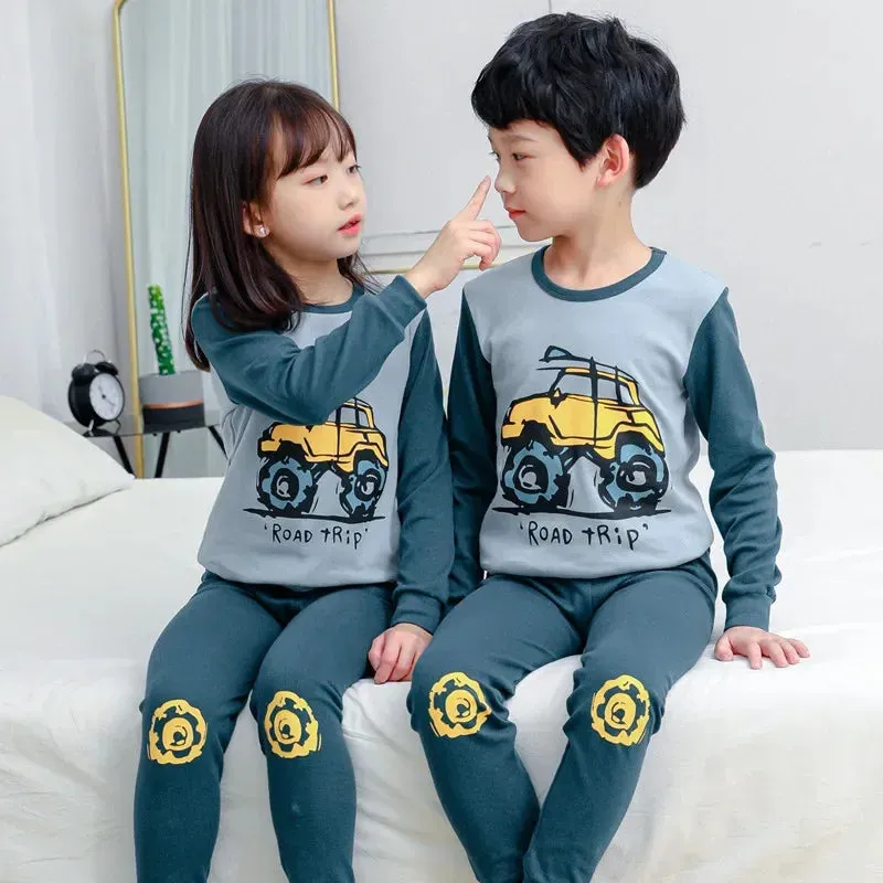 Baby Boys Girls Pajamas Autumn Animal Dinosaur Children's Clothing Sleepwear Cotton Pyjamas Sets For Kids 2 4 6 7 8 10 12 Years