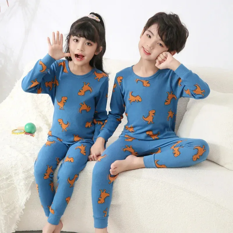 Baby Boys Girls Pajamas Autumn Animal Dinosaur Children's Clothing Sleepwear Cotton Pyjamas Sets For Kids 2 4 6 7 8 10 12 Years