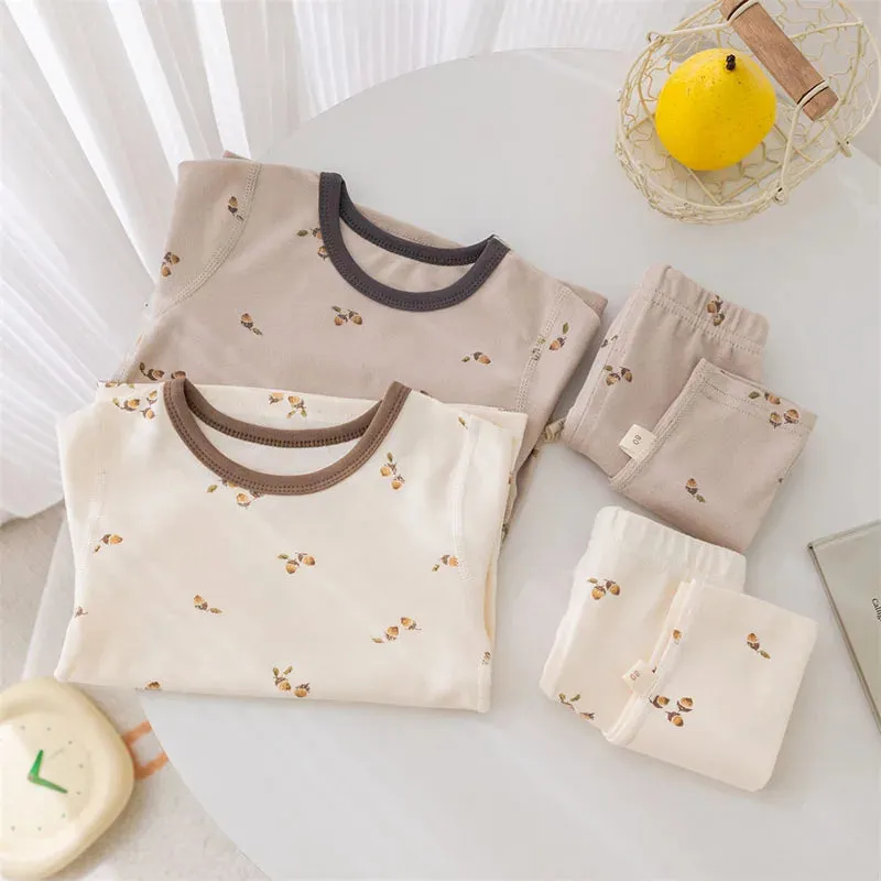 Baby Kid's Home Clothing Suit 1-5 Y Girls Printed Sleep Wear 2024 Autumn Boy's Cotton Pajamas 2Pcs Children's Underclothing