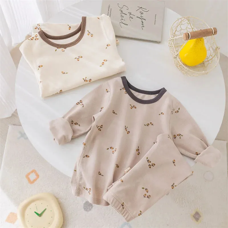 Baby Kid's Home Clothing Suit 1-5 Y Girls Printed Sleep Wear 2024 Autumn Boy's Cotton Pajamas 2Pcs Children's Underclothing