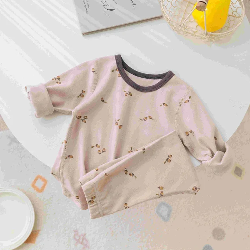 Baby Kid's Home Clothing Suit 1-5 Y Girls Printed Sleep Wear 2024 Autumn Boy's Cotton Pajamas 2Pcs Children's Underclothing