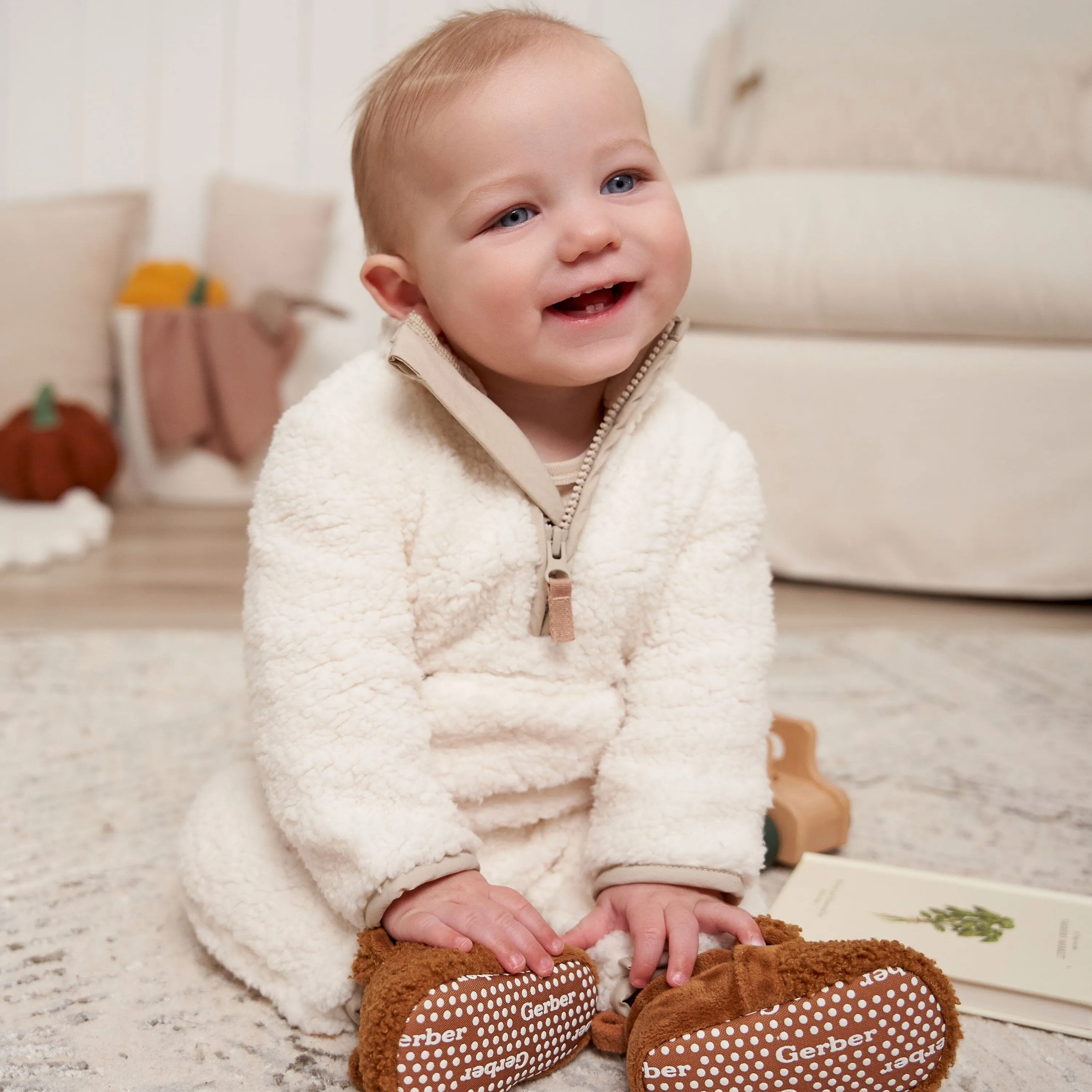 Baby Neutral Ivory Sherpa Romper