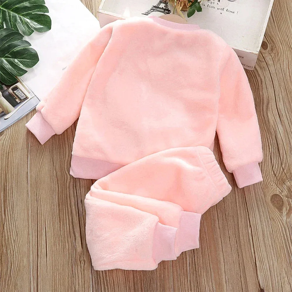 Bear Leader Coral Fleece Pajama Sets Baby Boys Girls Winter Plus Velvet Thick Flannel Homewear Children Warm Sleepwear Suit 2Pcs