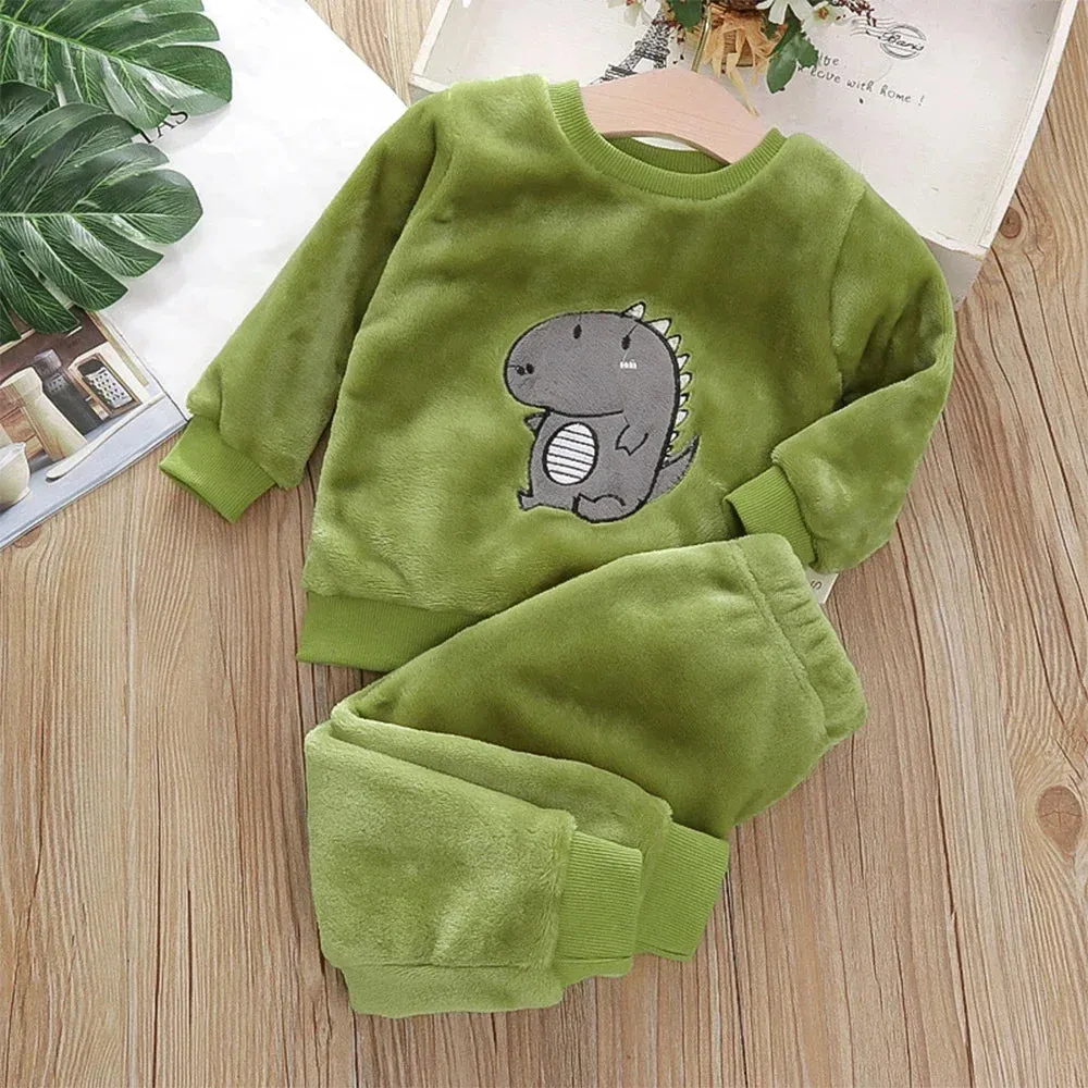 Bear Leader Coral Fleece Pajama Sets Baby Boys Girls Winter Plus Velvet Thick Flannel Homewear Children Warm Sleepwear Suit 2Pcs