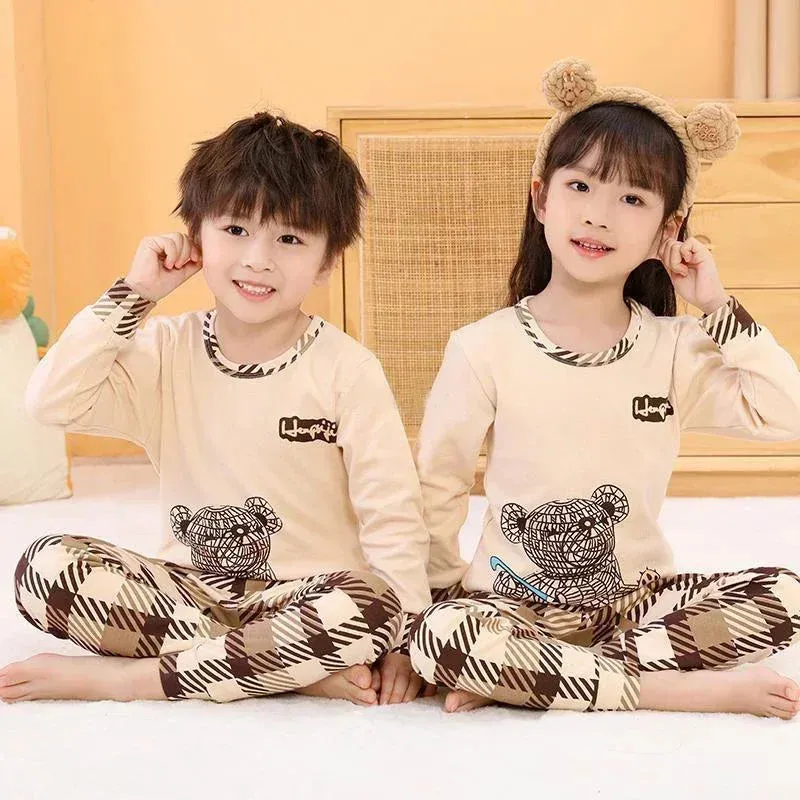 Boys Girls Pajamas Autumn Winter Long Sleeve Children's Clothing Sleepwear Cotton Pyjamas Sets for Kids 2 4 6 8 10 12 Years