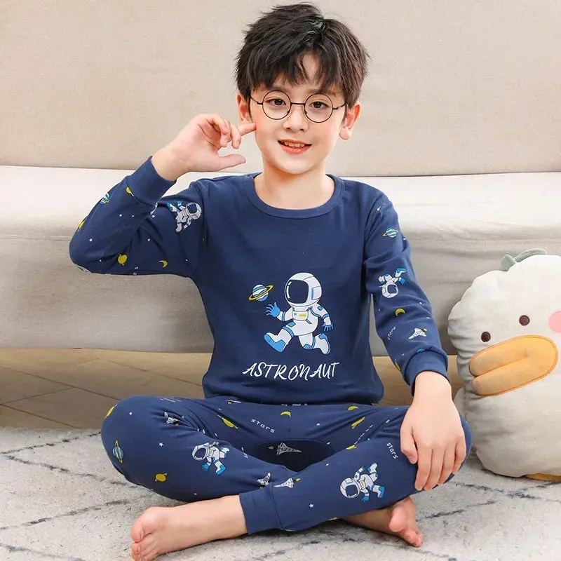 Boys Girls Pajamas Autumn Winter Long Sleeve Children's Clothing Sleepwear Cotton Pyjamas Sets for Kids 2 4 6 8 10 12 Years