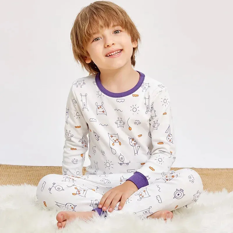 Boys Girls Pajamas Autumn Winter Long Sleeve Children's Clothing Sleepwear Cotton Pyjamas Sets for Kids 2 4 6 8 10 12 Years