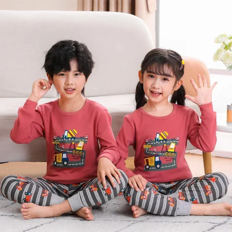 Boys Girls Pajamas Autumn Winter Long Sleeve Children's Clothing Sleepwear Cotton Pyjamas Sets for Kids 2 4 6 8 10 12 Years