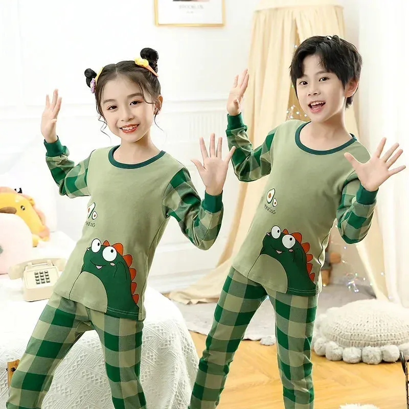 Boys Girls Pajamas Autumn Winter Long Sleeve Children's Clothing Sleepwear Cotton Pyjamas Sets for Kids 2 4 6 8 10 12 Years