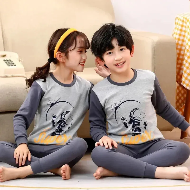 Boys Girls Pajamas Autumn Winter Long Sleeve Children's Clothing Sleepwear Cotton Pyjamas Sets for Kids 2 4 6 8 10 12 Years